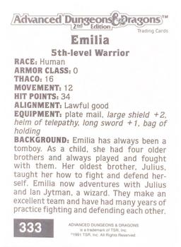 1991 TSR Advanced Dungeons & Dragons #333 Emilia Back