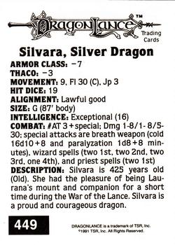 1991 TSR Advanced Dungeons & Dragons #449 Silvara, Silver Dragon Back
