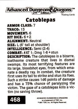 1991 TSR Advanced Dungeons & Dragons #468 Catoblepas Back