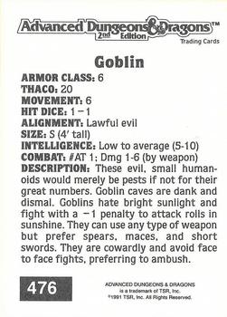 1991 TSR Advanced Dungeons & Dragons #476 Goblin Back