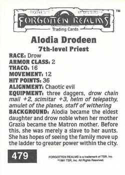 1991 TSR Advanced Dungeons & Dragons #479 Alodia Drodeen Back