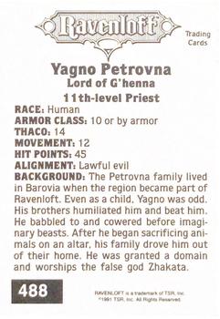 1991 TSR Advanced Dungeons & Dragons #488 Yagno Petrovna, Lord of G'henna Back