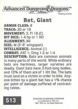 1991 TSR Advanced Dungeons & Dragons #513 Bat, Giant Back