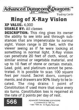 1991 TSR Advanced Dungeons & Dragons #566 Ring of X-Ray Vision Back
