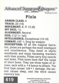 1991 TSR Advanced Dungeons & Dragons #619 Pixie Back