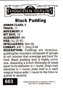 1991 TSR Advanced Dungeons & Dragons #663 Black Pudding Back