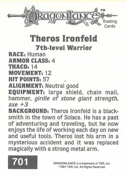 1991 TSR Advanced Dungeons & Dragons #701 Theros Ironfeld Back