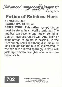 1991 TSR Advanced Dungeons & Dragons #702 Potion of Rainbow Hues Back
