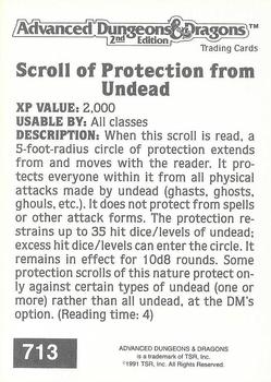 1991 TSR Advanced Dungeons & Dragons #713 Scroll of Protection from Undead Back