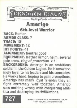 1991 TSR Advanced Dungeons & Dragons #727 Amerigo Back