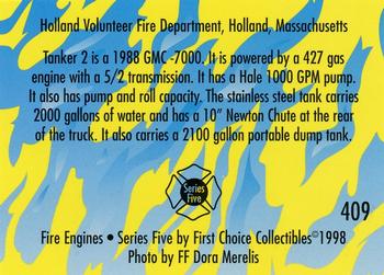 1998 First Choice Collectibles - Fire Engines #409 Holland, Massachusetts - 1988 GMC-7000 Back
