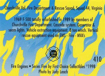 1998 First Choice Collectibles - Fire Engines #410 Churchville, Virginia - 1969 F-500 Back
