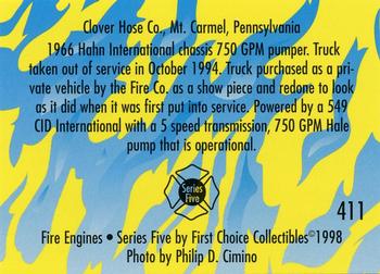 1998 First Choice Collectibles - Fire Engines #411 Mt. Carmel, Pennsylvania - 1966 Hahn International Back