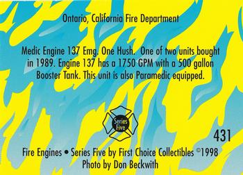 1998 First Choice Collectibles - Fire Engines #431 Ontario, California - 1989 Emergency One 