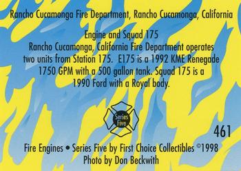 1998 First Choice Collectibles - Fire Engines #461 Rancho Cucamonga, California - 1992 KME Renegade   1990 Ford Back