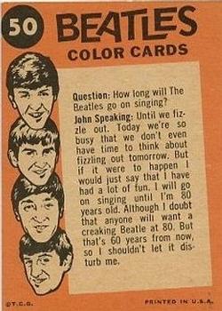 1964 Topps Beatles Color #50 Paul, George, Ringo - John Speaking Back