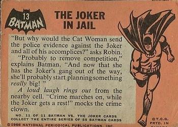 1966 O-Pee-Chee Batman (Black Bat Logo) #13 The Joker in Jail Back