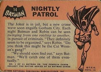1966 O-Pee-Chee Batman (Black Bat Logo) #14 Nightly Patrol Back