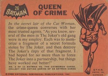 1966 O-Pee-Chee Batman (Black Bat Logo) #26 Queen of Crime Back