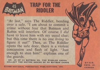 1966 O-Pee-Chee Batman (Black Bat Logo) #45 Trap for the Riddler Back