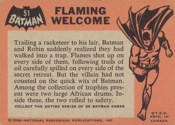 1966 O-Pee-Chee Batman (Black Bat Logo) #51 Flaming Welcome Back
