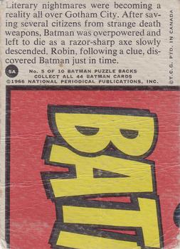 1966 O-Pee-Chee Batman Series A (Red Bat Logo) #5A Pendulum Peril Back