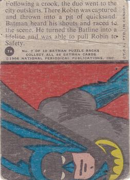 1966 O-Pee-Chee Batman Series A (Red Bat Logo) #7A The Batline Life-Line Back