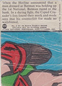 1966 O-Pee-Chee Batman Series A (Red Bat Logo) #42A Counterfeit Caped Crusader Back