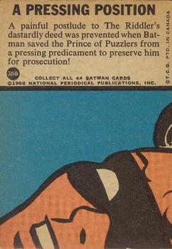 1966 O-Pee-Chee Batman Series B (Blue Bat Logo) #36B A Pressing Position Back