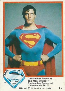1978 O-Pee-Chee Superman: The Movie #1 Christopher Reeve as The Man of Steel Front