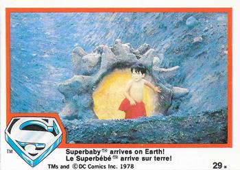 1978 O-Pee-Chee Superman: The Movie #29 Superbaby Arrives on Earth! Front