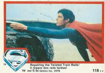 1978 O-Pee-Chee Superman: The Movie #118 Repairing the Twisted Train Rails! Front