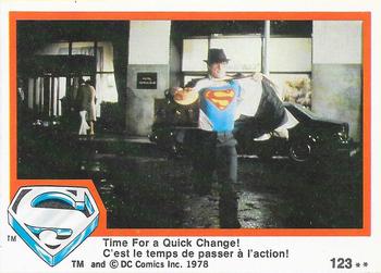 1978 O-Pee-Chee Superman: The Movie #123 Time For a Quick Change! Front