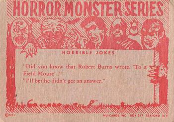 1961 Nu-Cards Horror Monster #1 Beast with A Million Eyes Back