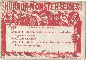 1961 Nu-Cards Horror Monster #5 The Mummy Back