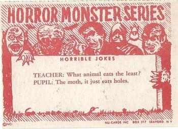 1961 Nu-Cards Horror Monster #7 The Terror from Beyond Space Back