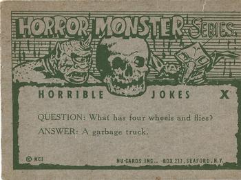 1961 Nu-Cards Horror Monster #95 I Aint Talking... Flavor Lasts Back