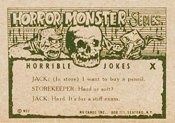 1961 Nu-Cards Horror Monster #101 The Blob Back