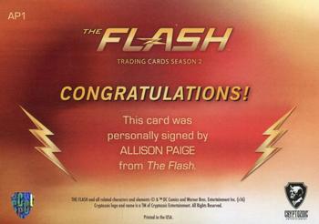 2017 Cryptozoic The Flash Season 2 - Autographs #AP1 Allison Paige Back
