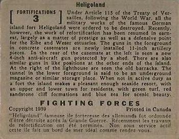 1939 O-Pee-Chee Fighting Forces (V276) #Fortifications3 Heligoland Back