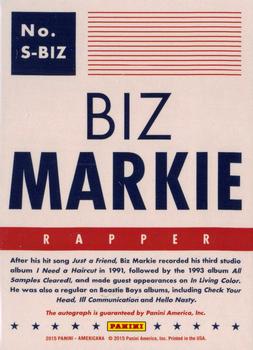 2015 Panini Americana - Signatures Blue #S-BIZ Biz Markie Back