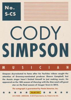 2015 Panini Americana - Signatures Red #S-CS Cody Simpson Back
