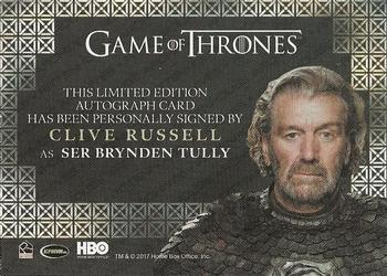2017 Rittenhouse Game of Thrones Valyrian Steel - Autographs Valyrian #NNO Clive Russell Back