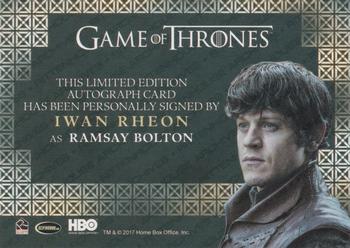 2017 Rittenhouse Game of Thrones Valyrian Steel - Autographs Valyrian #NNO Iwan Rheon Back