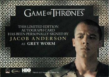 2017 Rittenhouse Game of Thrones Valyrian Steel - Autographs Valyrian #NNO Jacob Anderson Back