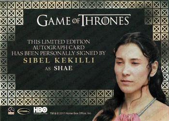 2017 Rittenhouse Game of Thrones Valyrian Steel - Autographs Valyrian #NNO Sibel Kekilli Back