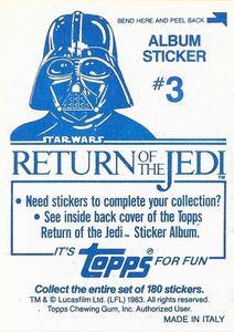 1983 Topps Star Wars: Return of the Jedi Album Stickers #3 Approaching Death Star Back