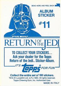 1983 Topps Star Wars: Return of the Jedi Album Stickers #11 Darth Vader Back