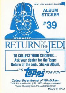 1983 Topps Star Wars: Return of the Jedi Album Stickers #39 Lando as bounty hunter Back