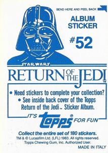 1983 Topps Star Wars: Return of the Jedi Album Stickers #52 Chewbacca and Leia as bounty hunter Back